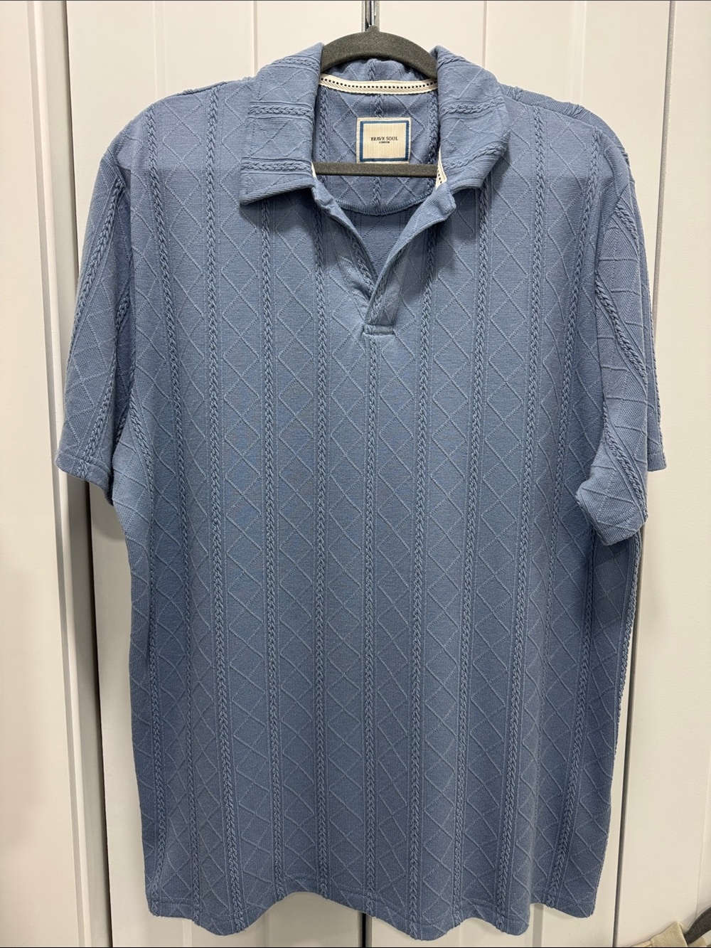 Brave Soul Light Blue Diamond-Texture Polo
